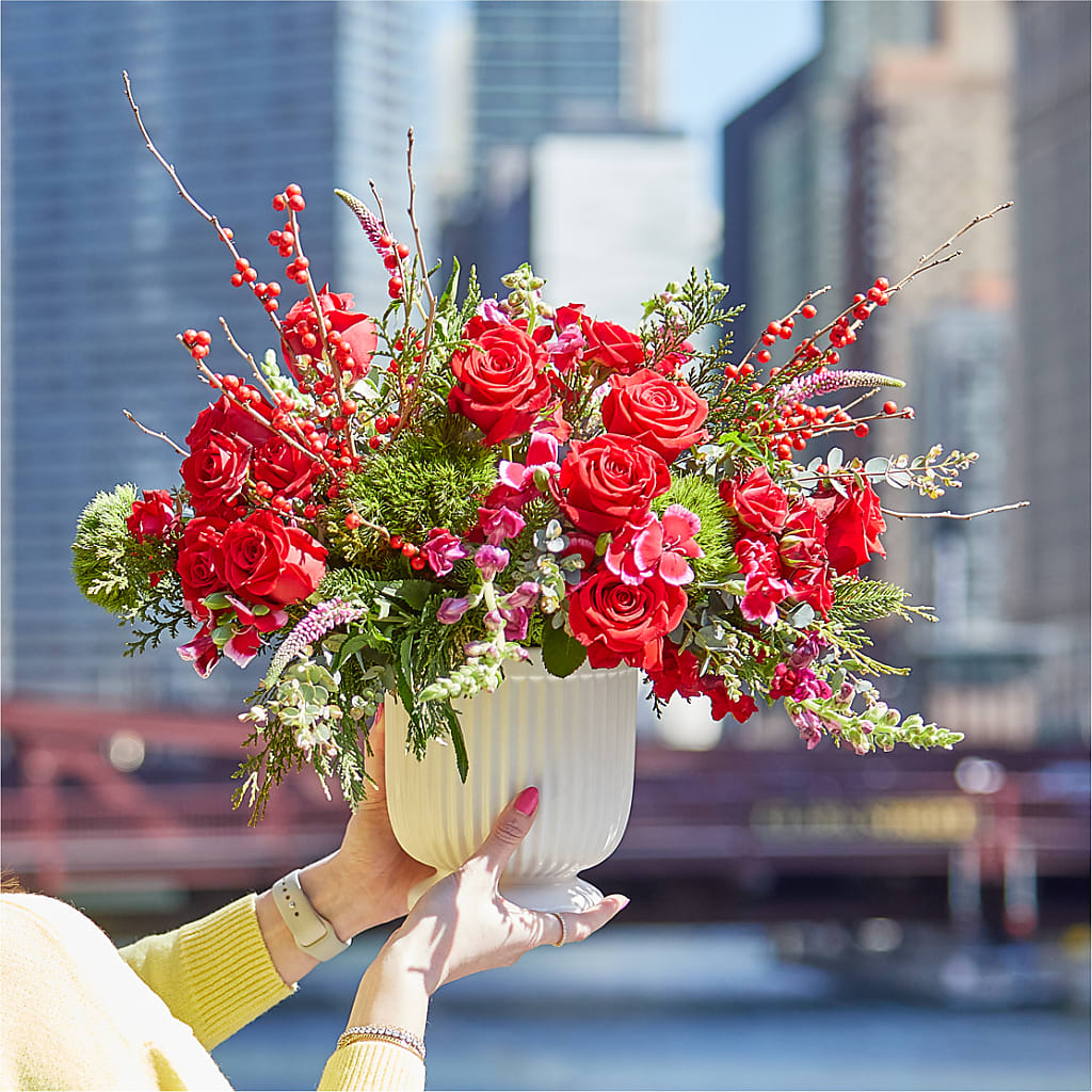Big Red Bow Bouquet – Farmington Center Florist Inc, Farmington MI