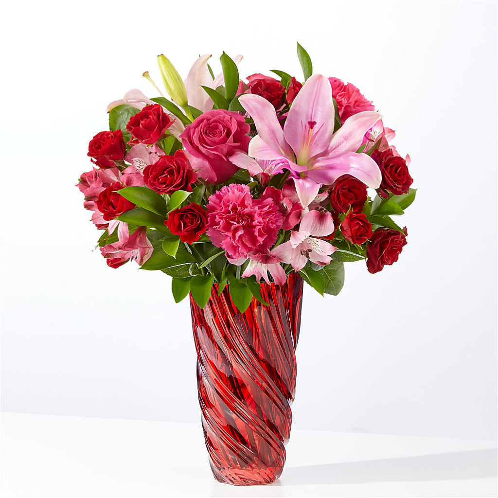 In Love Bouquet with Luxe Swirl Vase – Farmington Center Florist Inc, Farmington MI