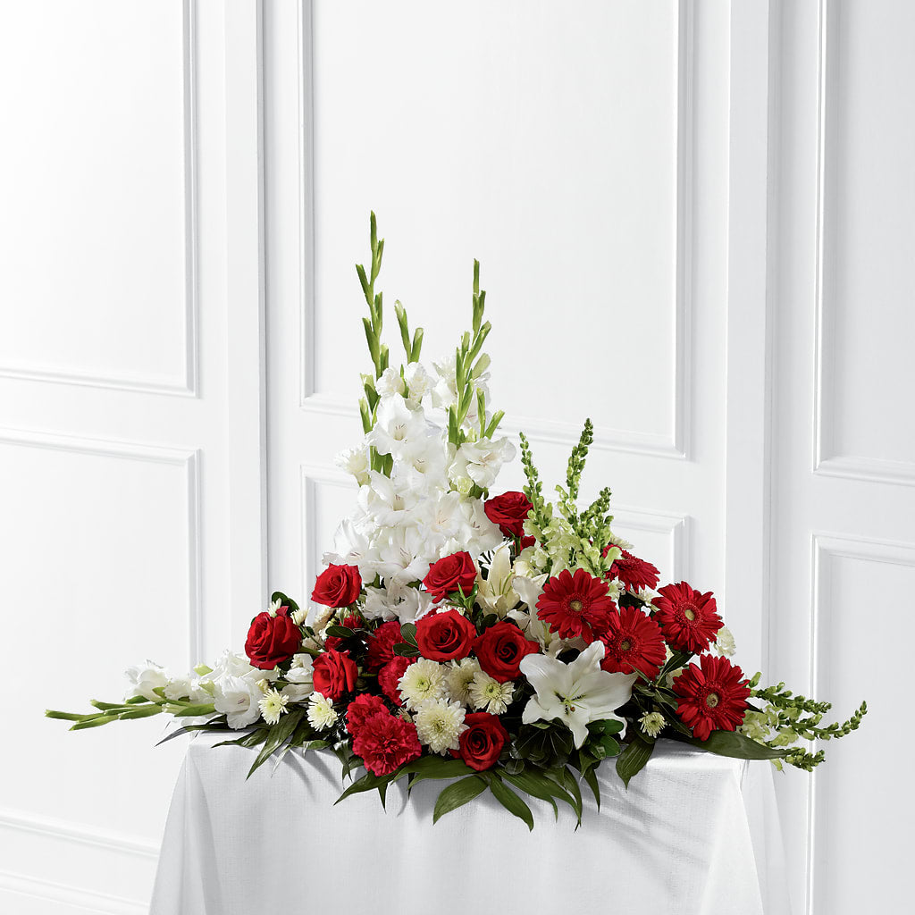 Crimson & White Arrangement – Farmington Center Florist Inc, Farmington MI