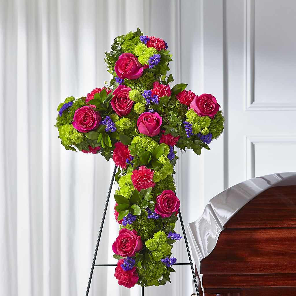 Tribute Rose Floral Cross – Farmington Center Florist Inc, Farmington MI