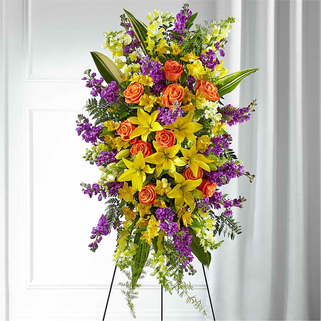 Thoughtful Prayers Standing Spray – Farmington Center Florist Inc, Farmington MI