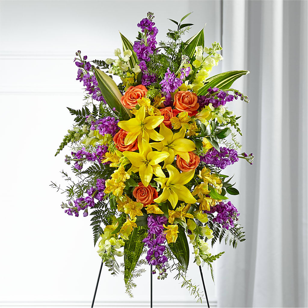 Thoughtful Prayers Standing Spray – Farmington Center Florist Inc, Farmington MI