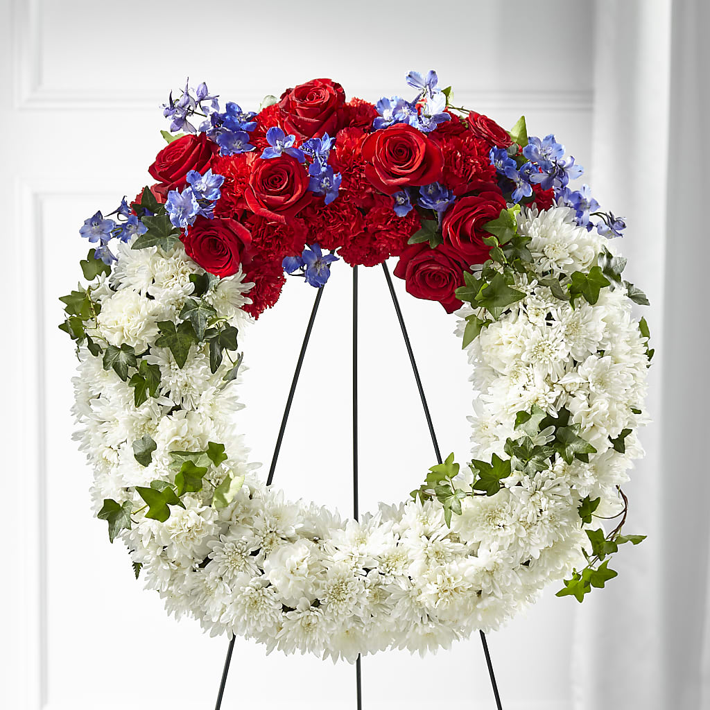 Patriotic Passion Wreath – Farmington Center Florist Inc, Farmington MI