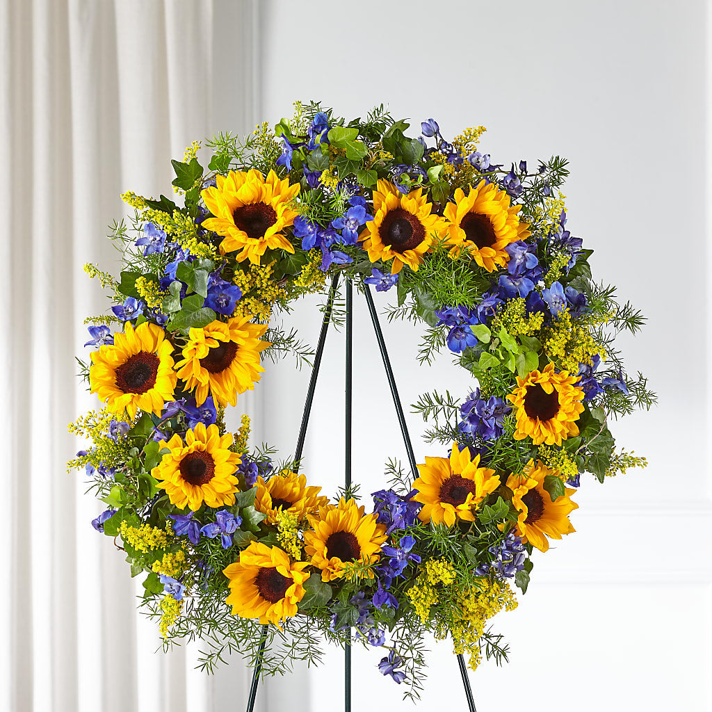 Bright Rays Wreath – Farmington Center Florist Inc, Farmington MI