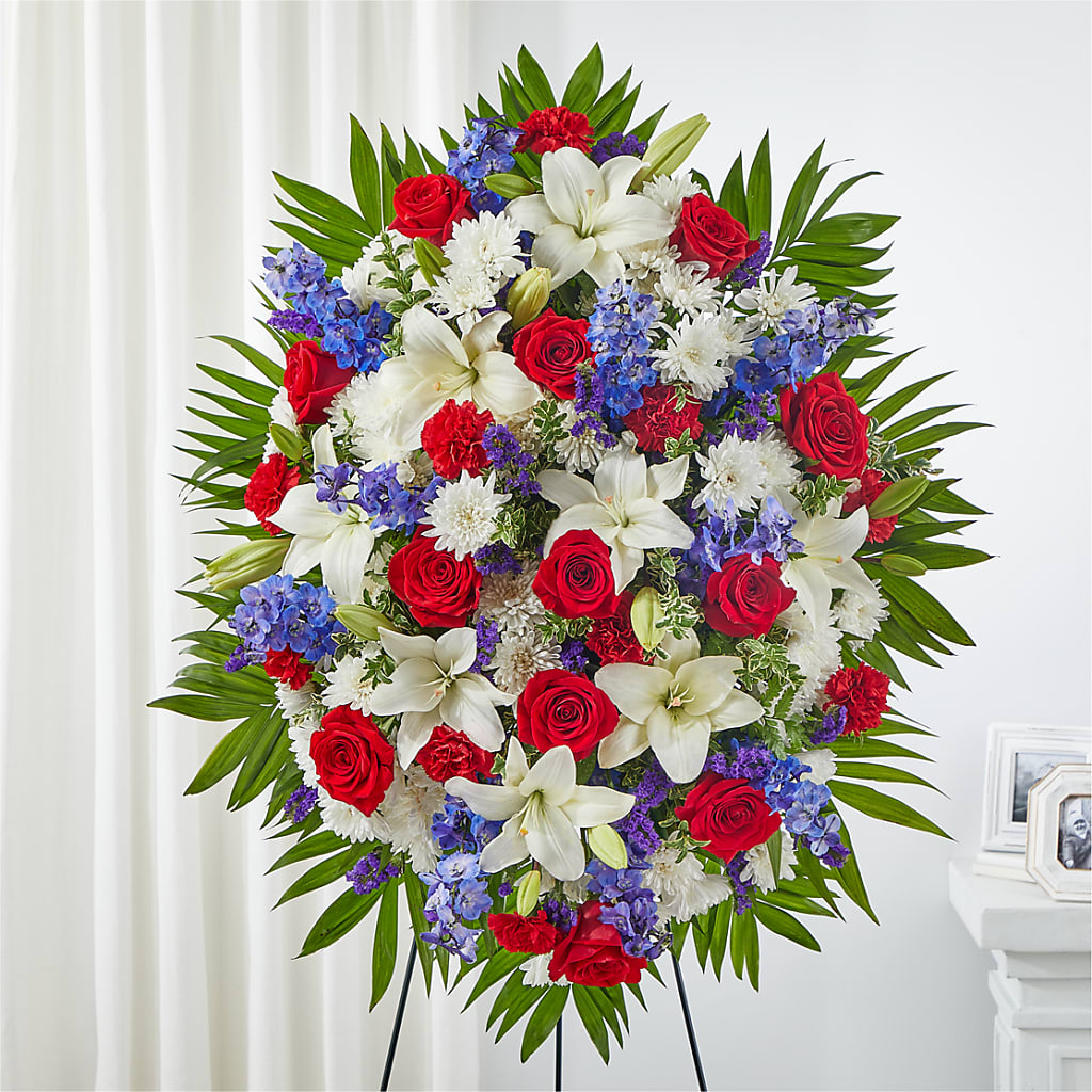 Cherished Service Standing Spray – Farmington Center Florist Inc, Farmington MI