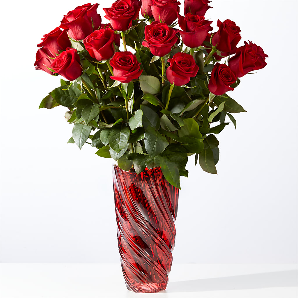 Classic Love Red Rose Bouquet with Luxe Swirl Vase – Farmington Center Florist Inc, Farmington MI