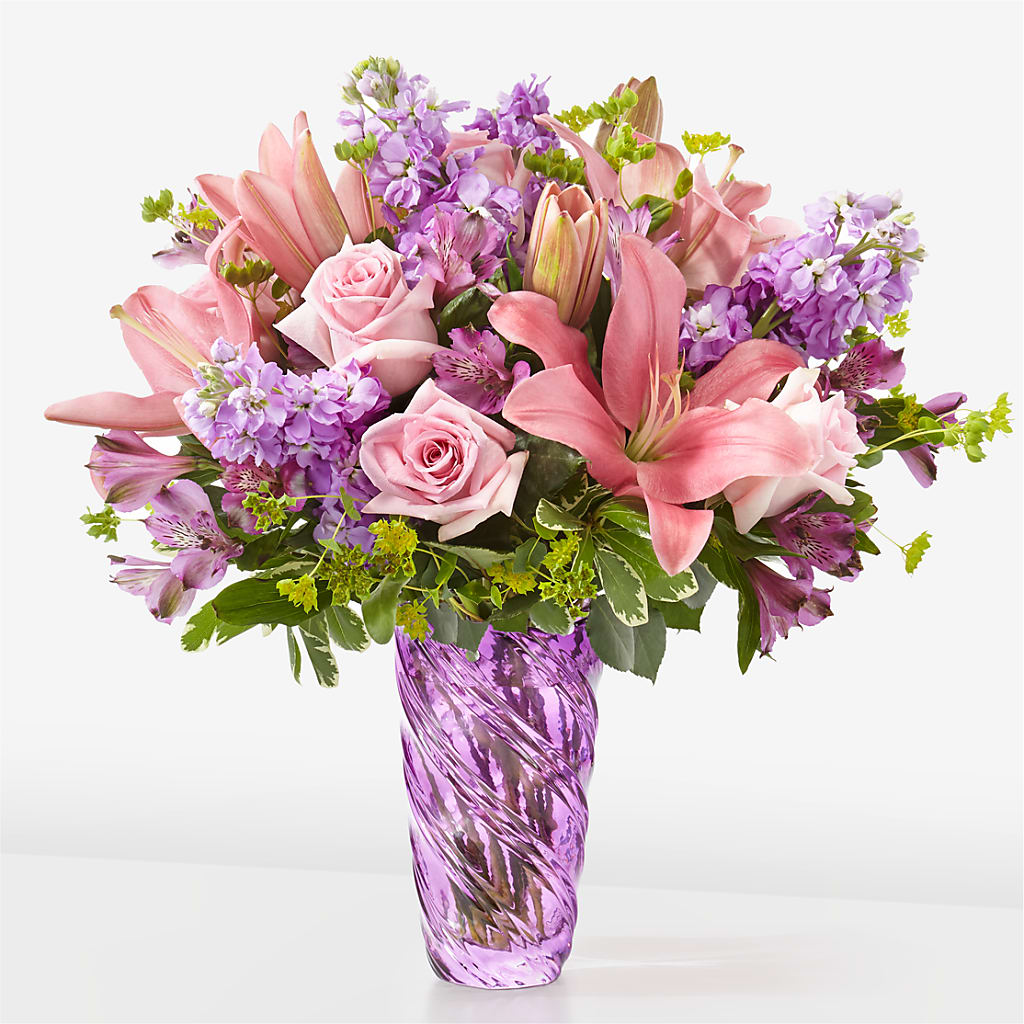 Precious Petals Bouquet with Luxe Swirl Vase – Farmington Center Florist Inc, Farmington MI