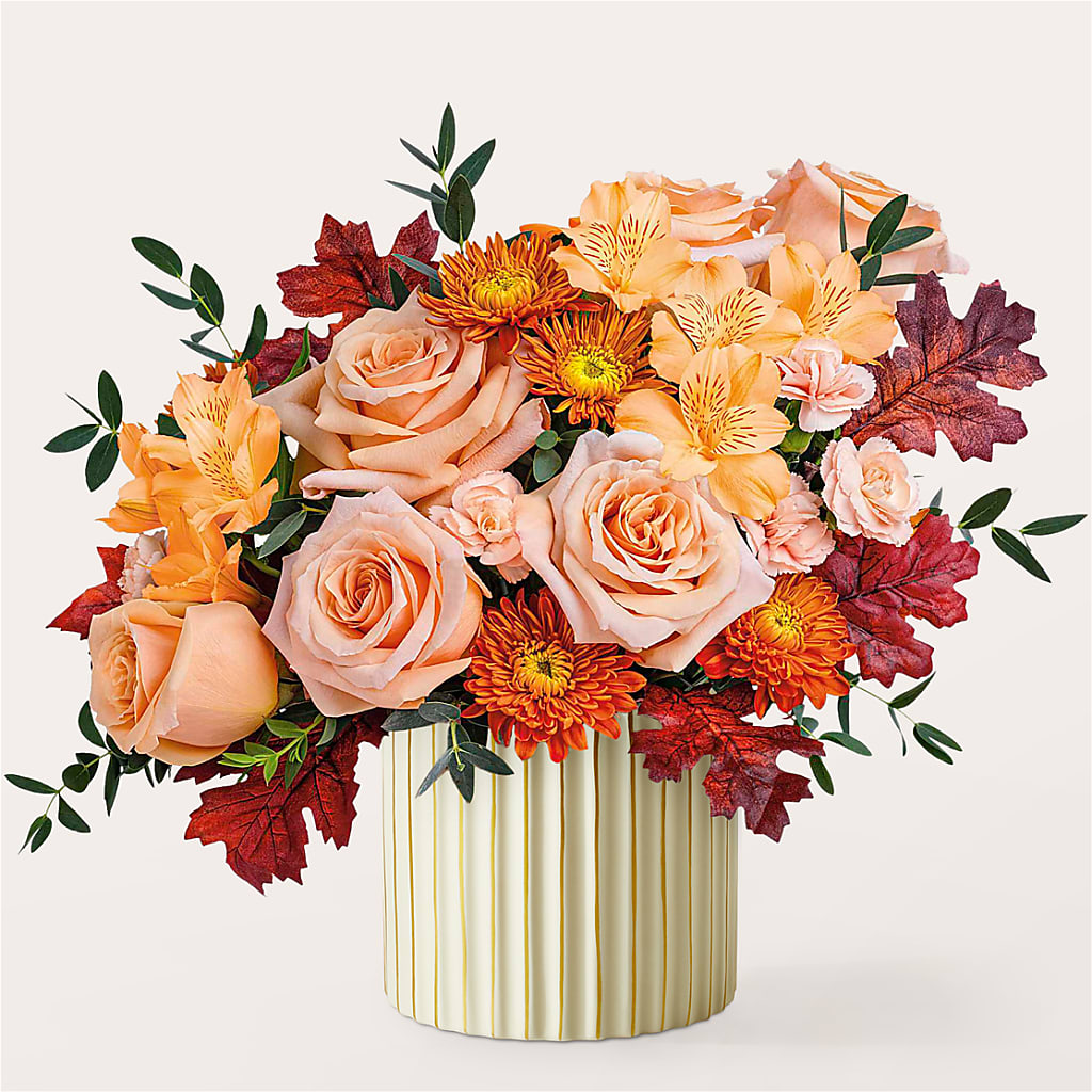 Spiced Latte Bouquet with Ivory Vase – Farmington Center Florist Inc, Farmington MI