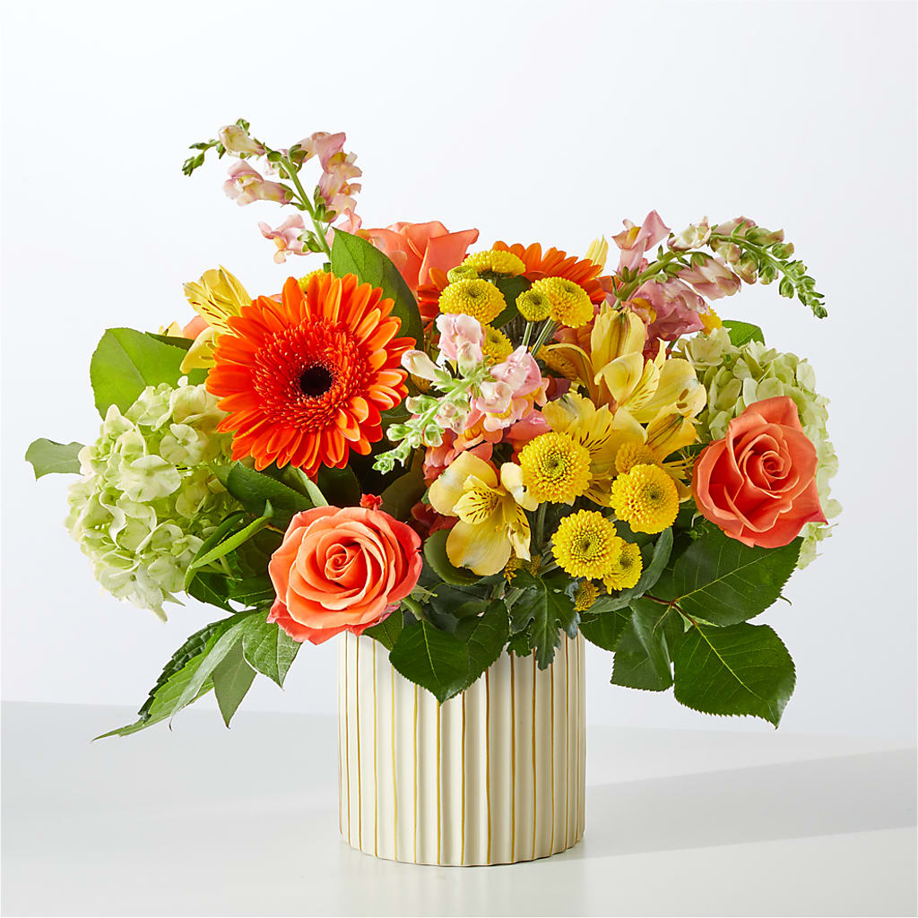 Autumn Sunshine Bouquet with Ivory Vase –  Farmington Center Florist Inc, Farmington MI