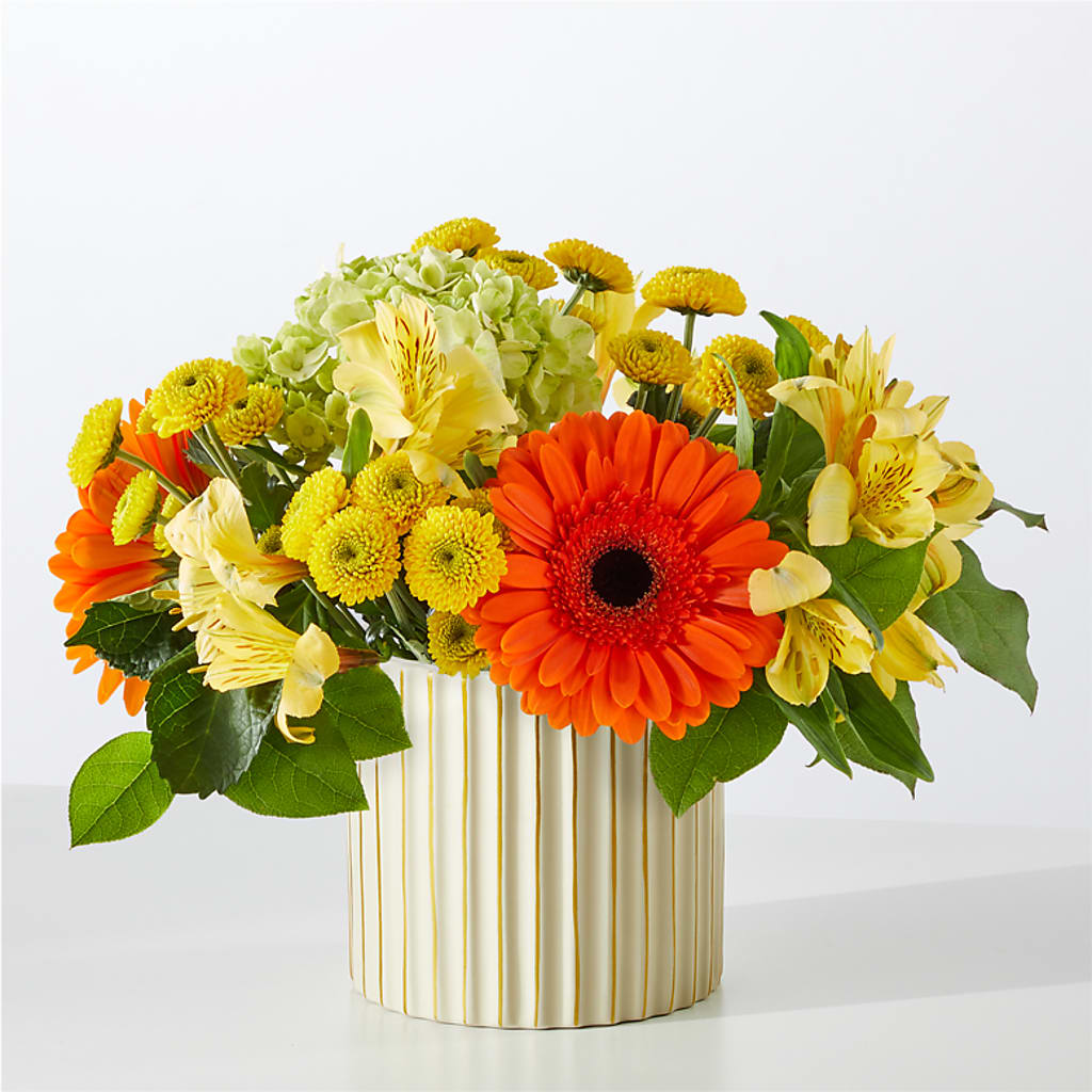 Autumn Sunshine Bouquet with Ivory Vase –  Farmington Center Florist Inc, Farmington MI
