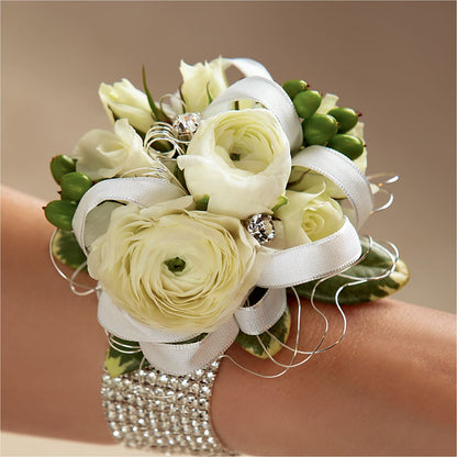 White Wedding Corsage –  Farmington Center Florist Inc, Farmington MI